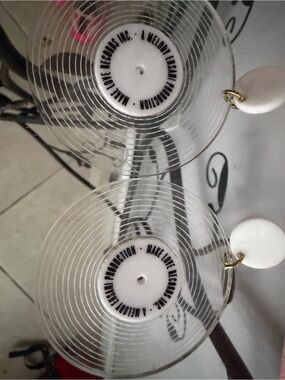 Melody Ehsani Clear and White Vinyl Disc Earrings